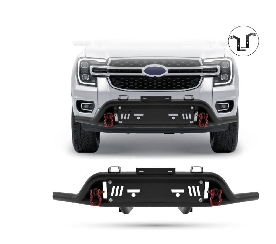 SUITABLE TO FIT RANGER 2023+ NEXT GEN STEEL FRONT STYLING BAR BLACK WITH RED SHACKLES