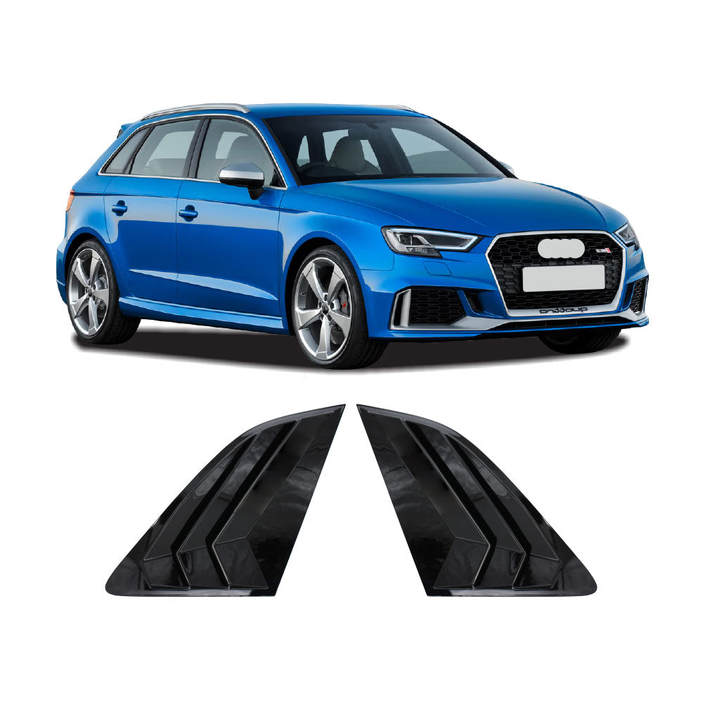 AUDI A3 2012-2021 HATCH QUARTER GLASS WINDOW LOUVERS GLOSS BLACK