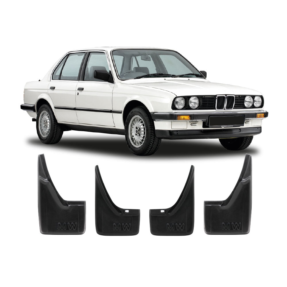 SUITABLE TO FIT BMW E30 METAL BUMPER MUDFLAPS 4PC SET
