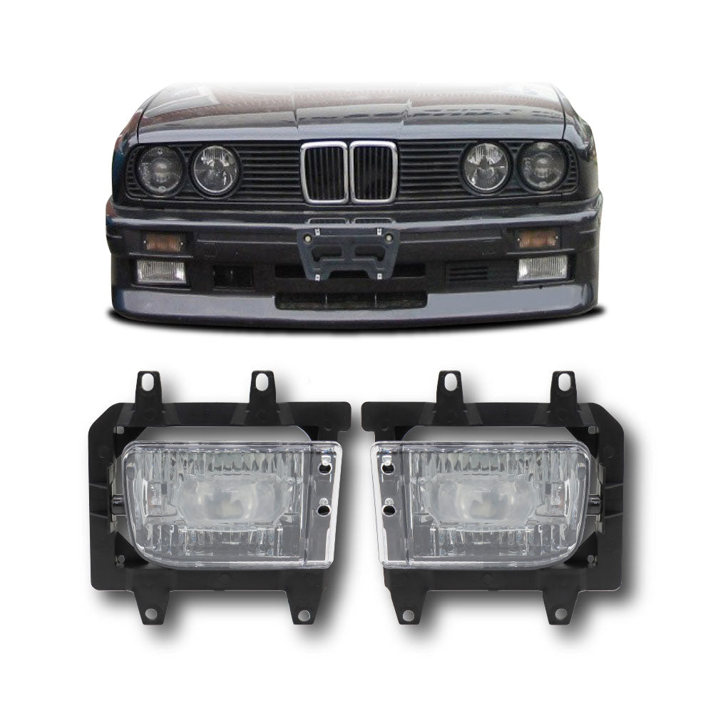 SUITABLE TO FIT BMW E30 PLASTIC BUMPER CLEAR FOG LIGHTS