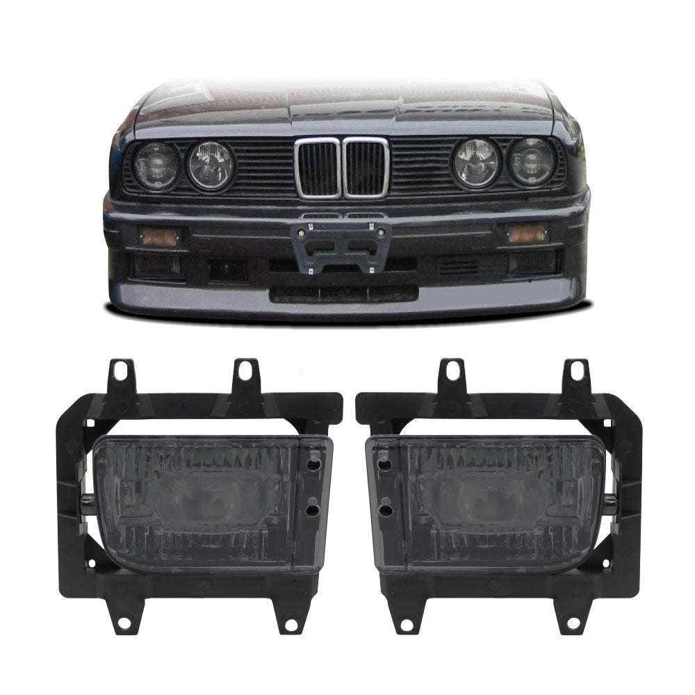 SUITABLE TO FIT BMW E30 PLASTIC BUMPER SMOKED FOG LIGHTS