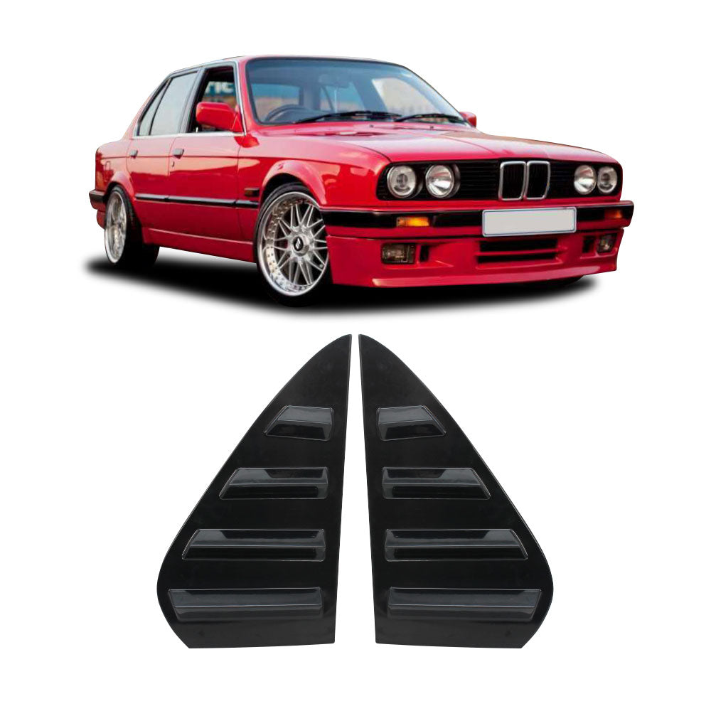 SUITABLE TO FIT BMW E30 QUARTER GLASS WINDOW LOUVERS GLOSS BLACK