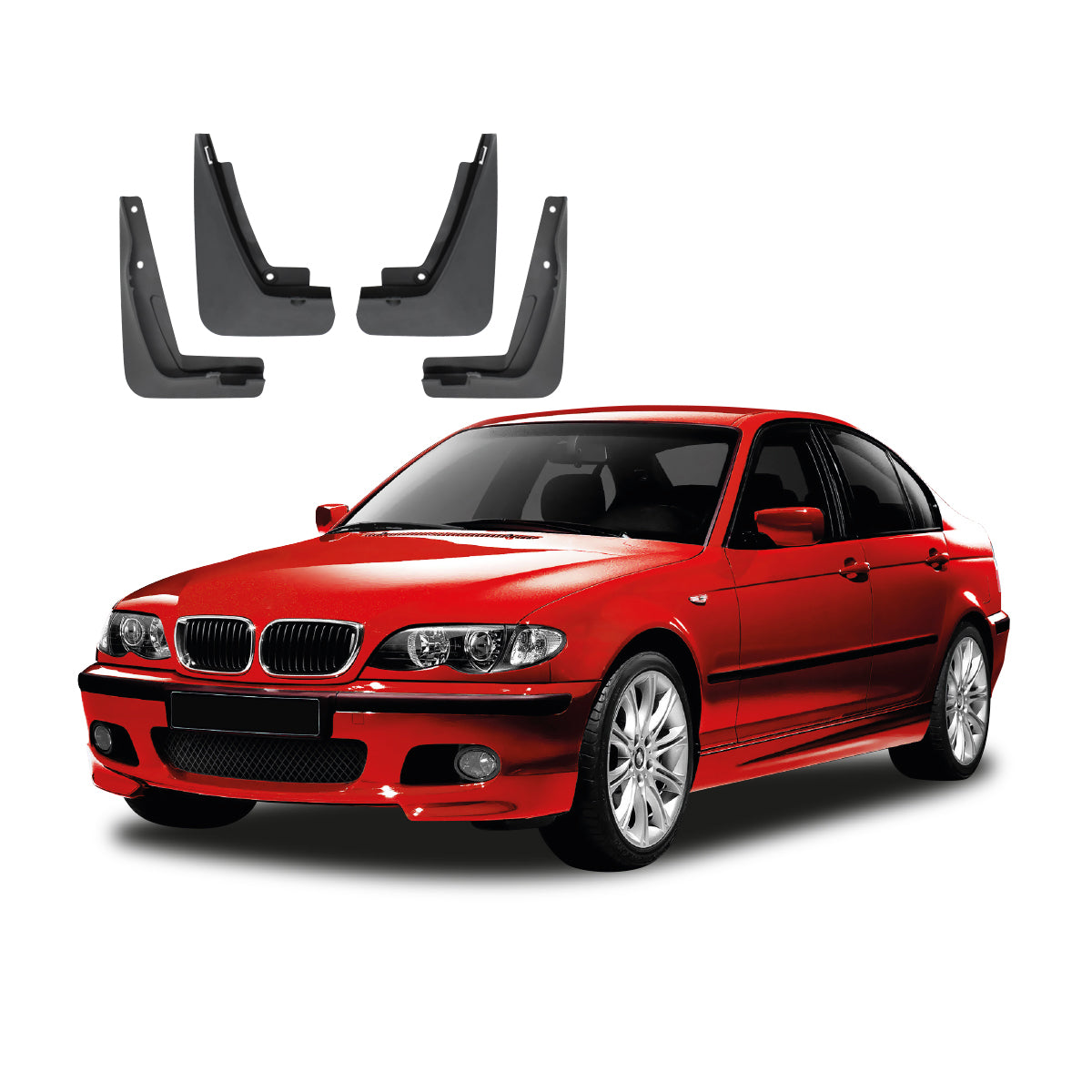 SUITABLE TO FIT BMW E46 3 SERIES MUDFLAPS 4 PIECE