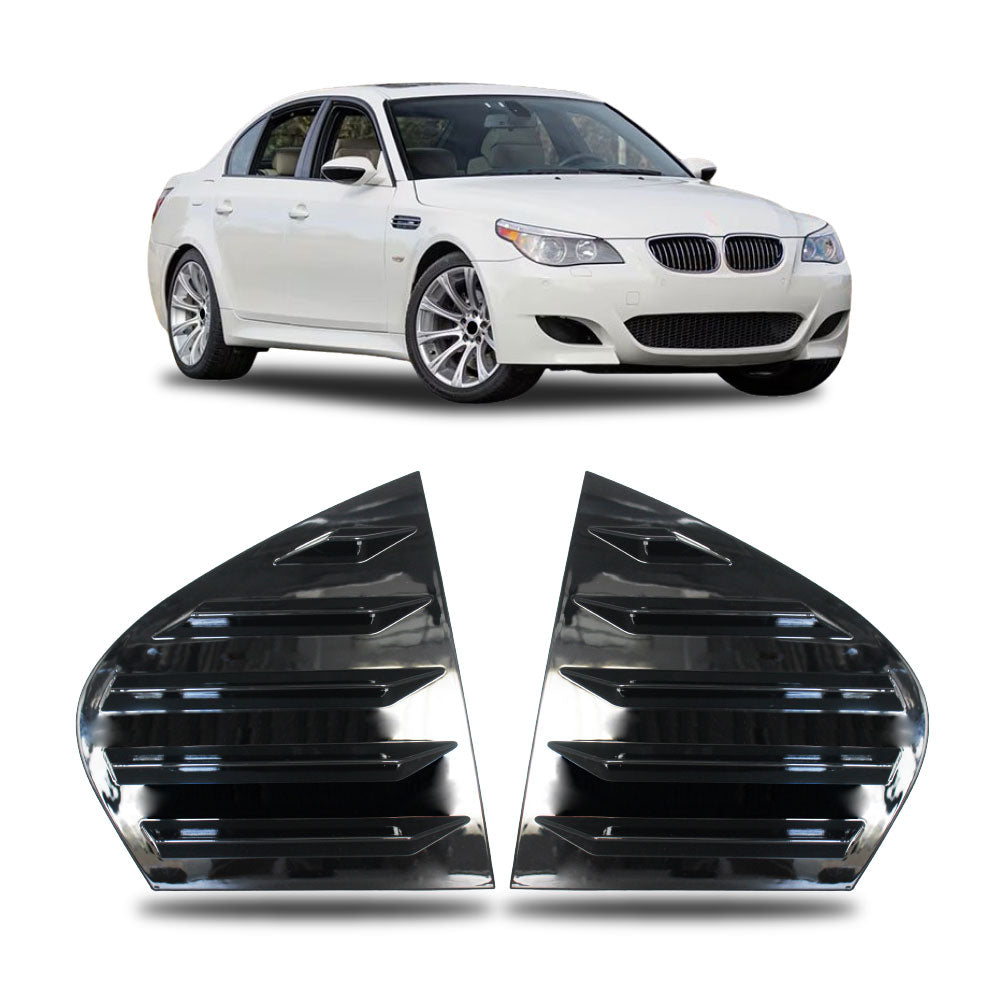 SUITABLE TO FIT BMW E60 QUARTER GLASS WINDOW LOUVERS GLOSS BLACK