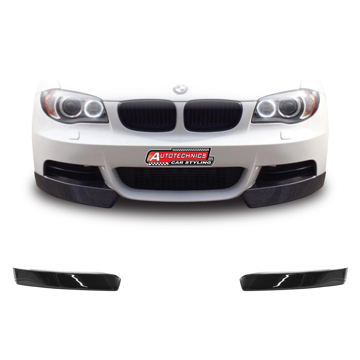 SUITABLE TO FIT BMW E82 2 PIECE M-TEK CARBON FIBER FRONT SPLITTERS