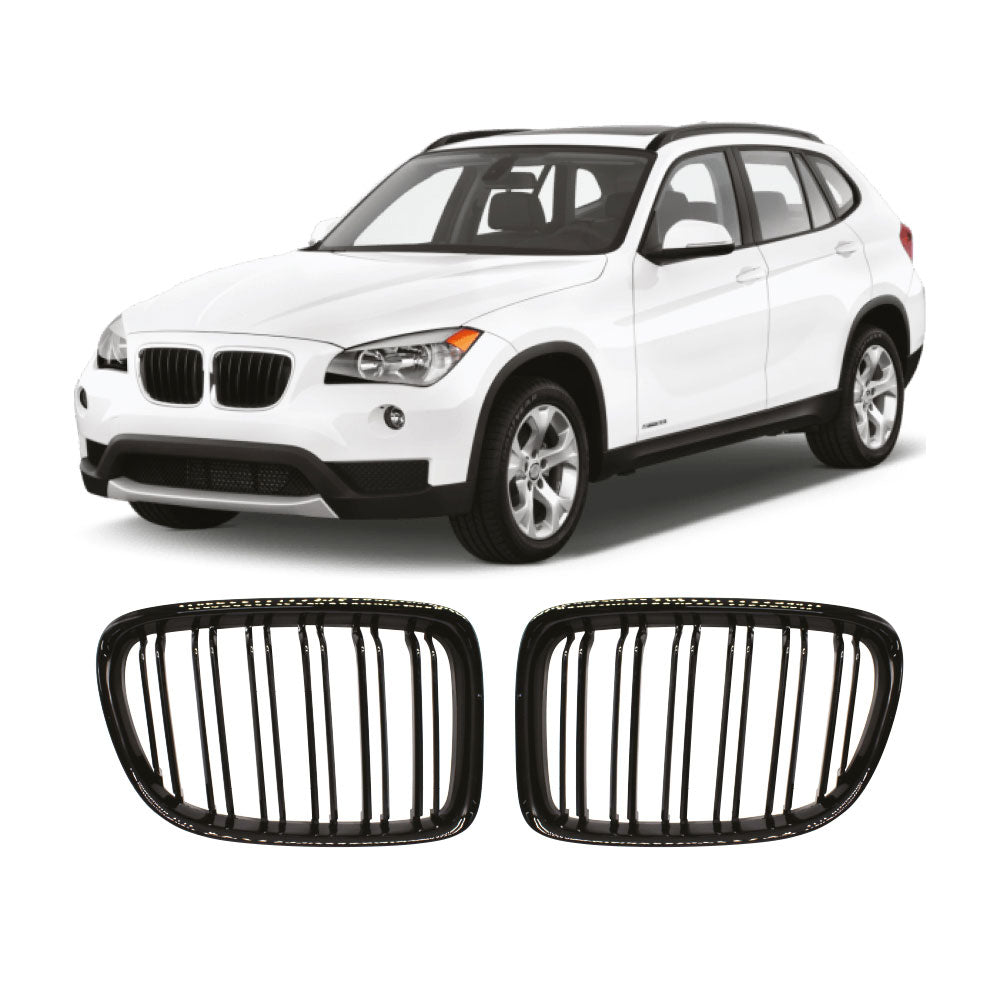 SUITABLE TO FIT BMW X1 E84 M4 STYLE KIDNEY GRILLS BLACK
