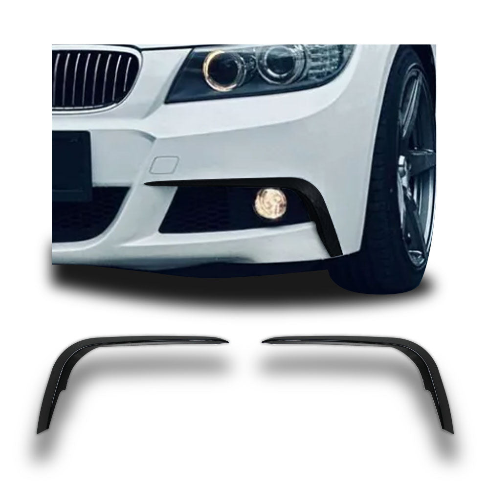 SUITABLE TO FIT BMW E90 FACELIFT M SPORT FOG CANARDS GLOSS BLACK