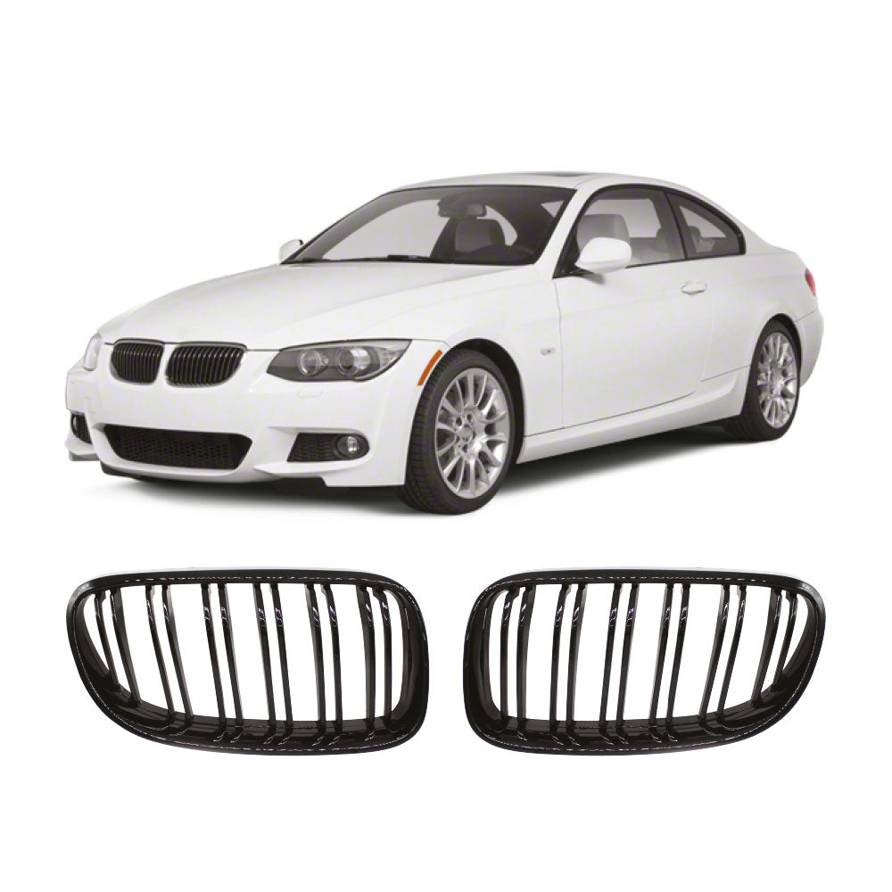 SUITABLE TO FIT BMW E92 2010-2013 M4 STYLE DOUBLE SLAT GRILLS BLACK