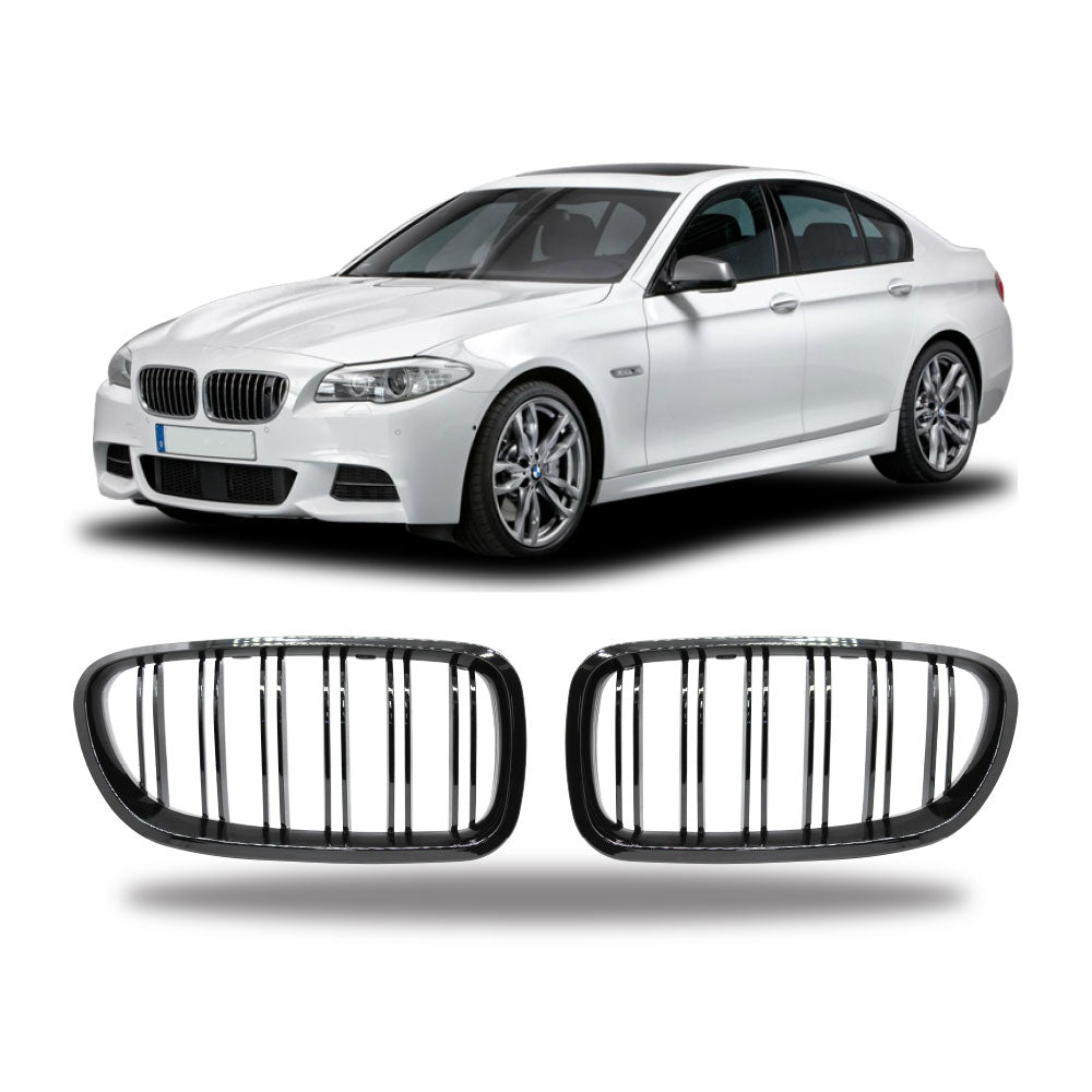 SUITABLE TO FIT BMW F10 M4 STYLE DUAL SLAT GRILLS GLOSS BLACK