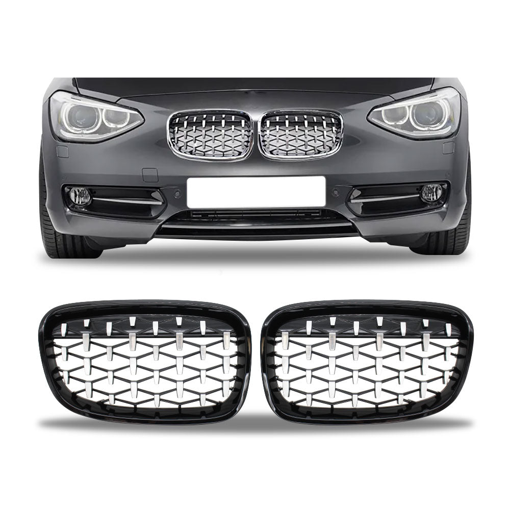 SUITABLE TO FIT BMW F20 2012-2014 PRE-FACELIFT DIAMOND GRILL CHROME & BLACK