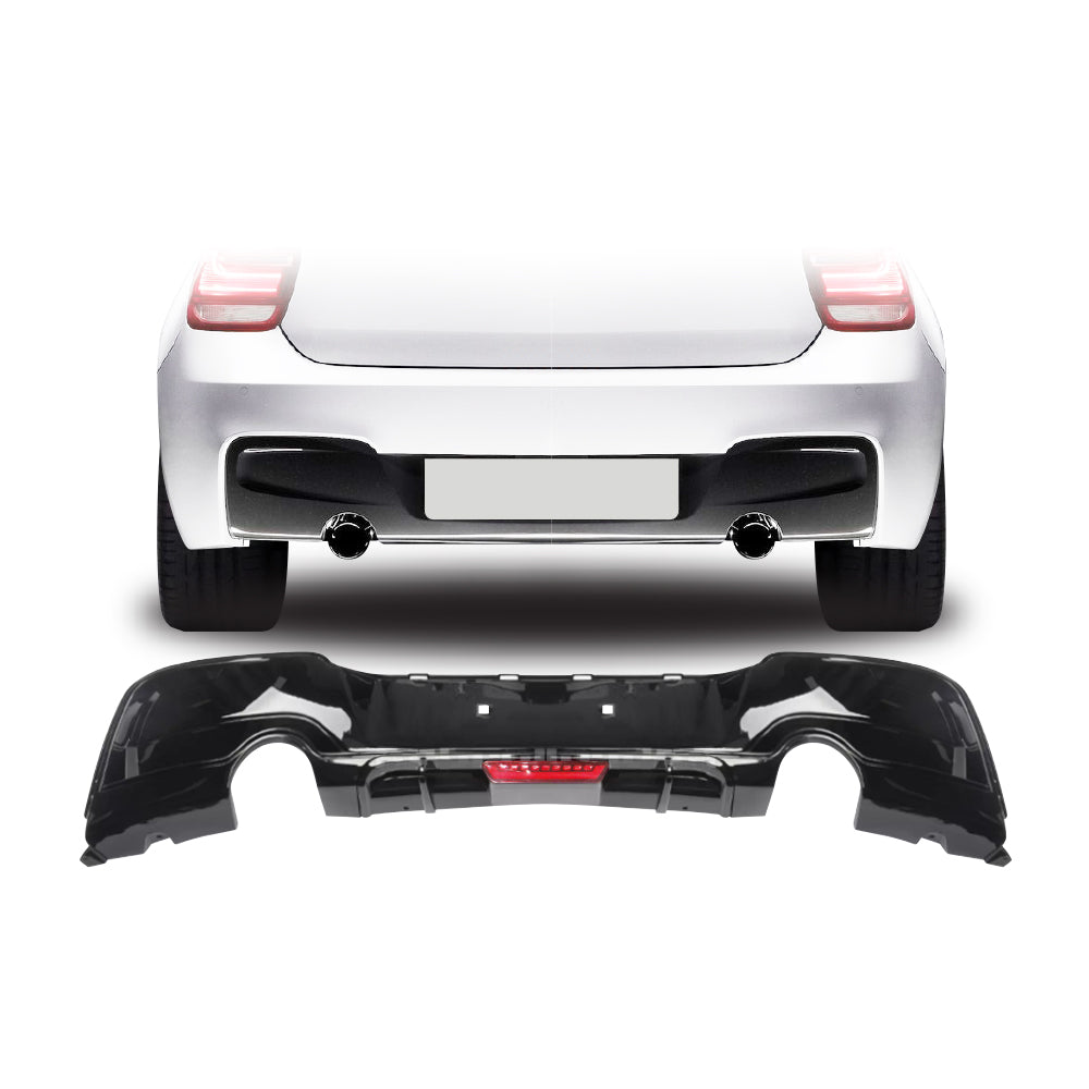 SUITABLE TO FIT BMW F20 2012+ LED DIFFUSER DOUBLE OUTLET SINGLE PIPE GLOSS BLACK