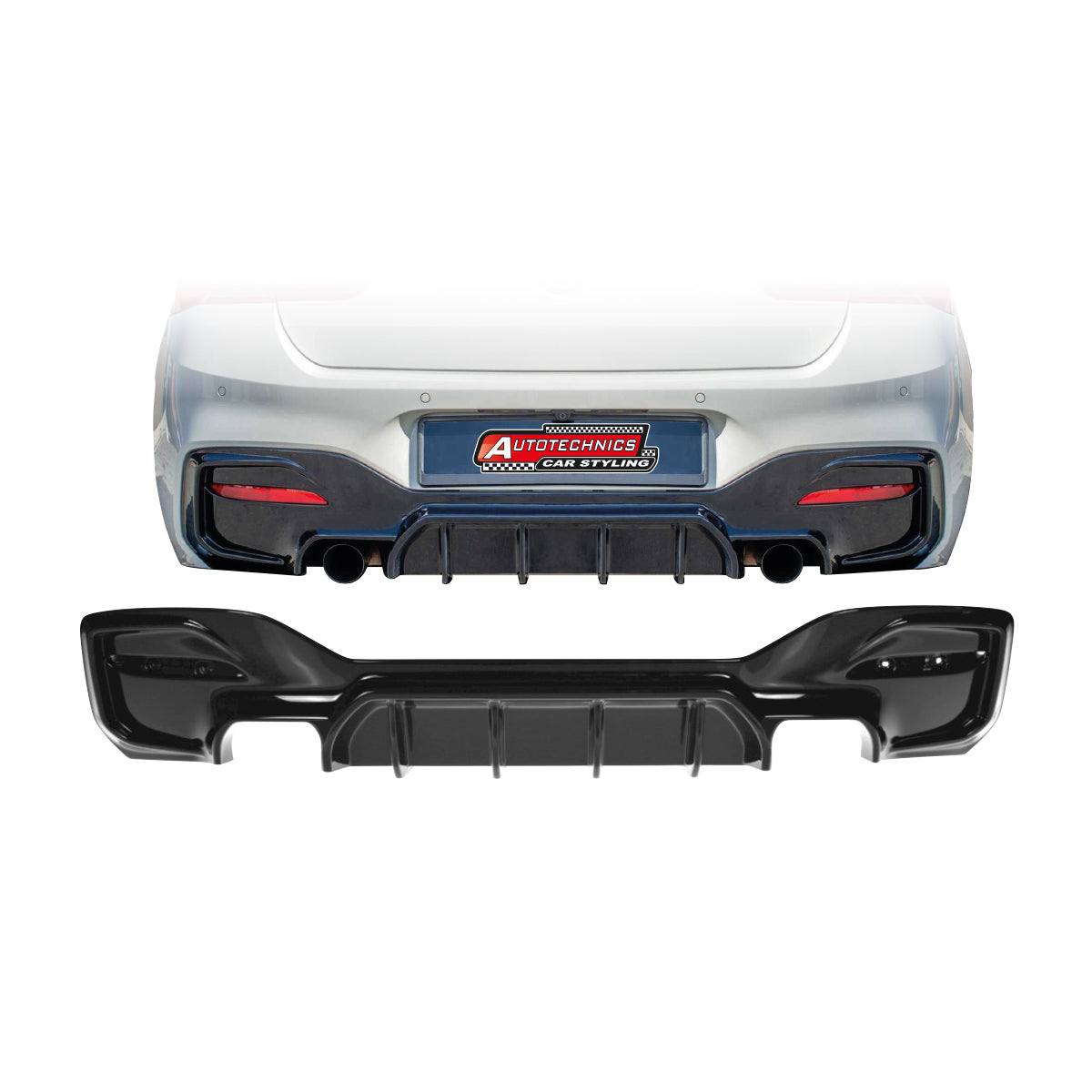 SUITABLE TO FIT BMW F20 2015+ MAXTON DIFFUSER DOUBLE OUTLET SINGLE PIPE GLOSS BLACK