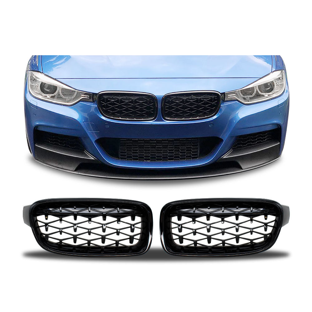 SUITABLE TO FIT BMW F30/F80 DIAMOND GRILLS GLOSS BLACK