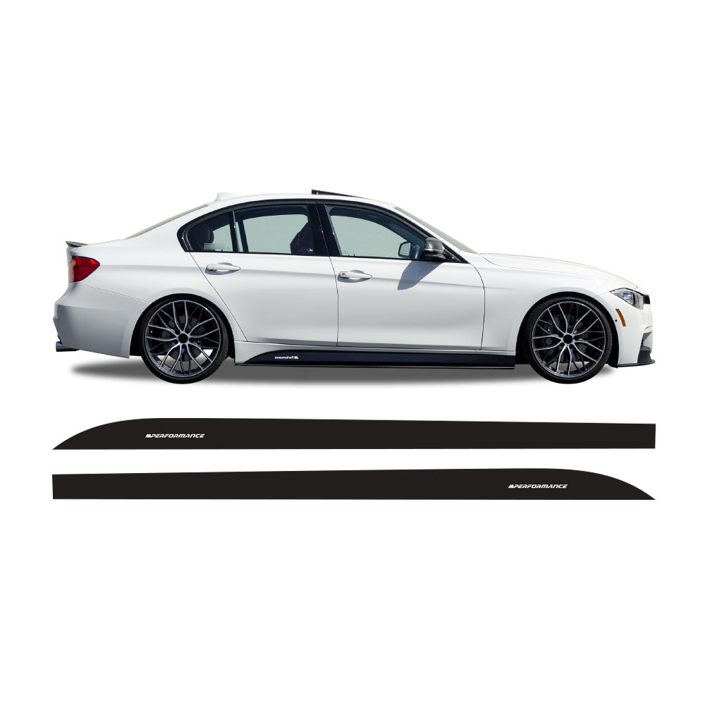 SUITABLE TO FIT BMW F30 M PERFORMANCE SIDE SKIRT STICKER DECALS BLACK