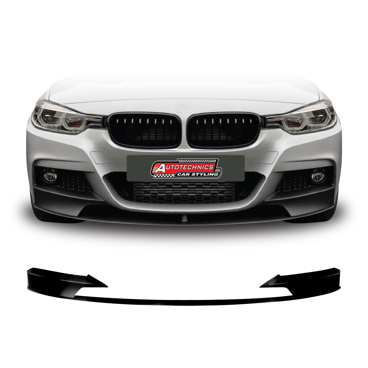 SUITABLE TO FIT BMW F30 MTEK 3 PIECE FRONT SPOILER GLOSS BLACK
