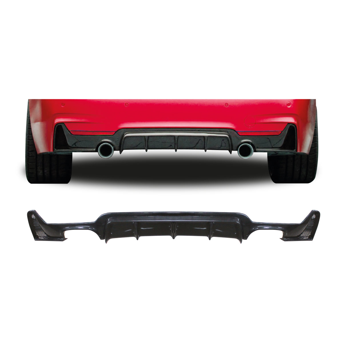 SUITABLE TO FIT BMW F32 REAR DIFFUSER SINGLE PIPE DOUBLE OUTLET CARBON