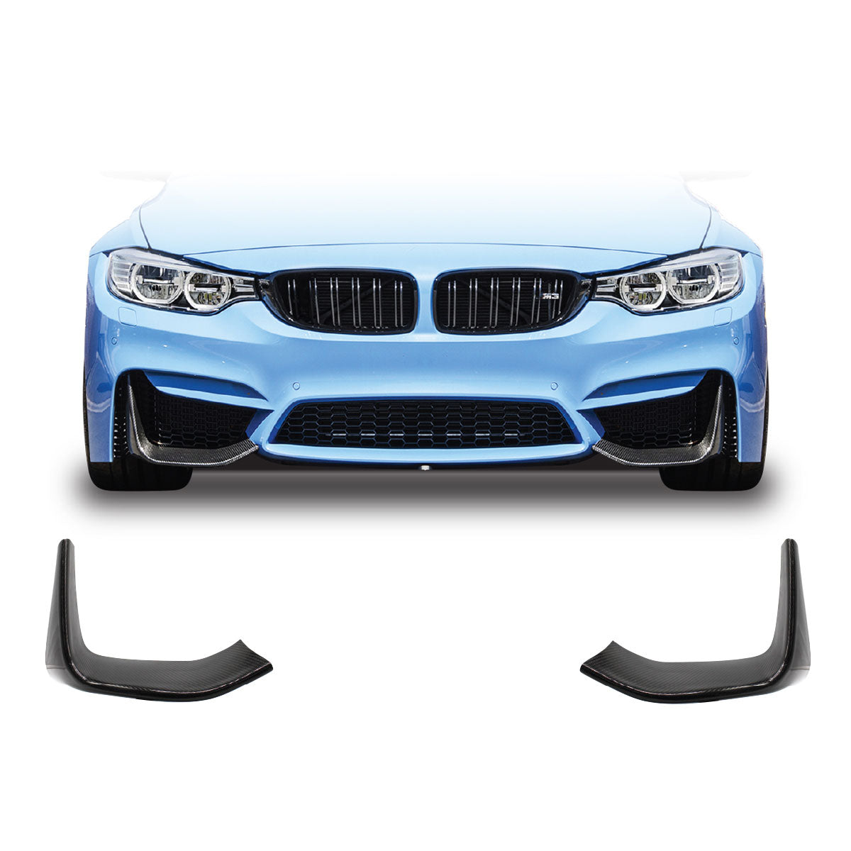 SUITABLE TO FIT BMW F80 2 PIECE M-TEK CARBON FIBER FRONT SPLITTERS