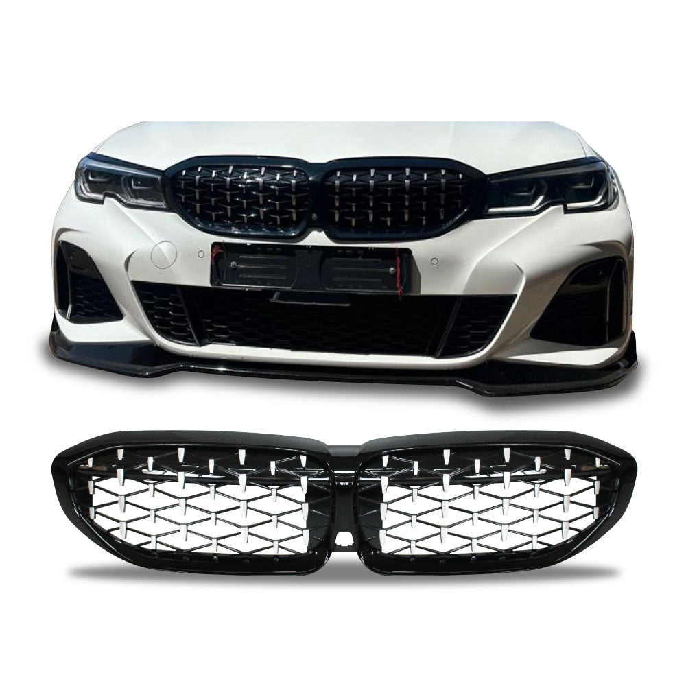 SUITABLE TO FIT BMW G20 2018+ DIAMOND GRILLS CHROME & BLACK