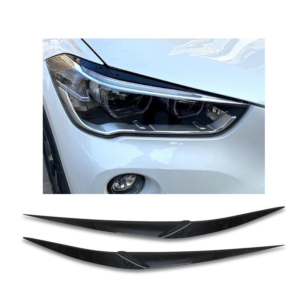 SUITABLE TO FIT BMW X1 2017+ F48 PLASTIC EYELIDS GLOSS BLACK