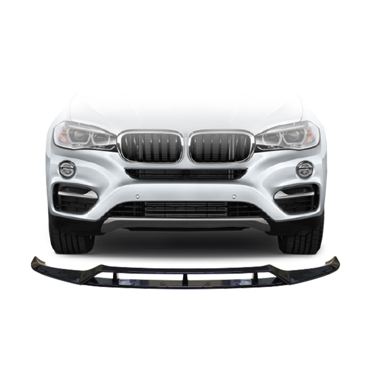 SUITABLE TO FIT BMW X6 F16 2015+ FRONT LIP SPOILER GLOSS BLACK