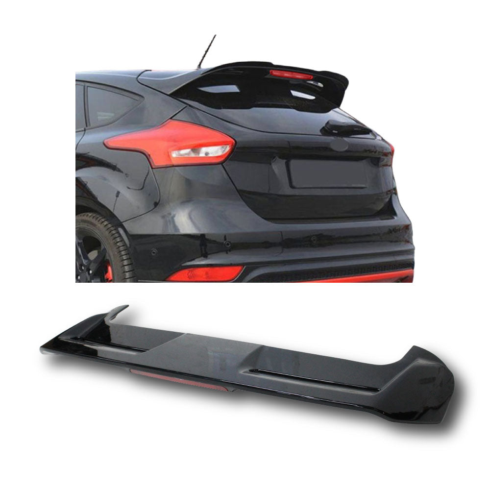 SUITABLE TO FIT FORD FOCUS 2012+ HATCH ST STYLE LED ROOF SPOILER GLOSS BLACK