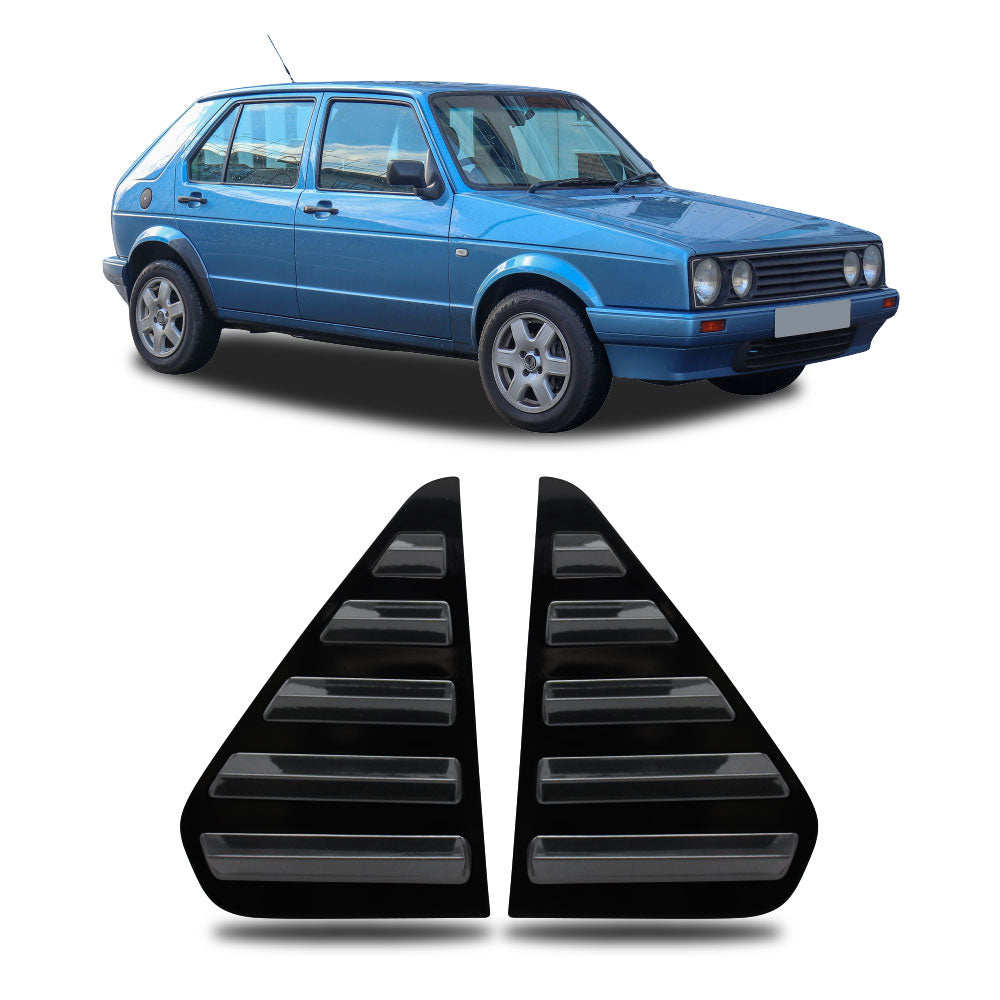 GOLF 1 1998+ 4 DOOR QUARTER GLASS WINDOW LOUVERS GLOSS BLACK