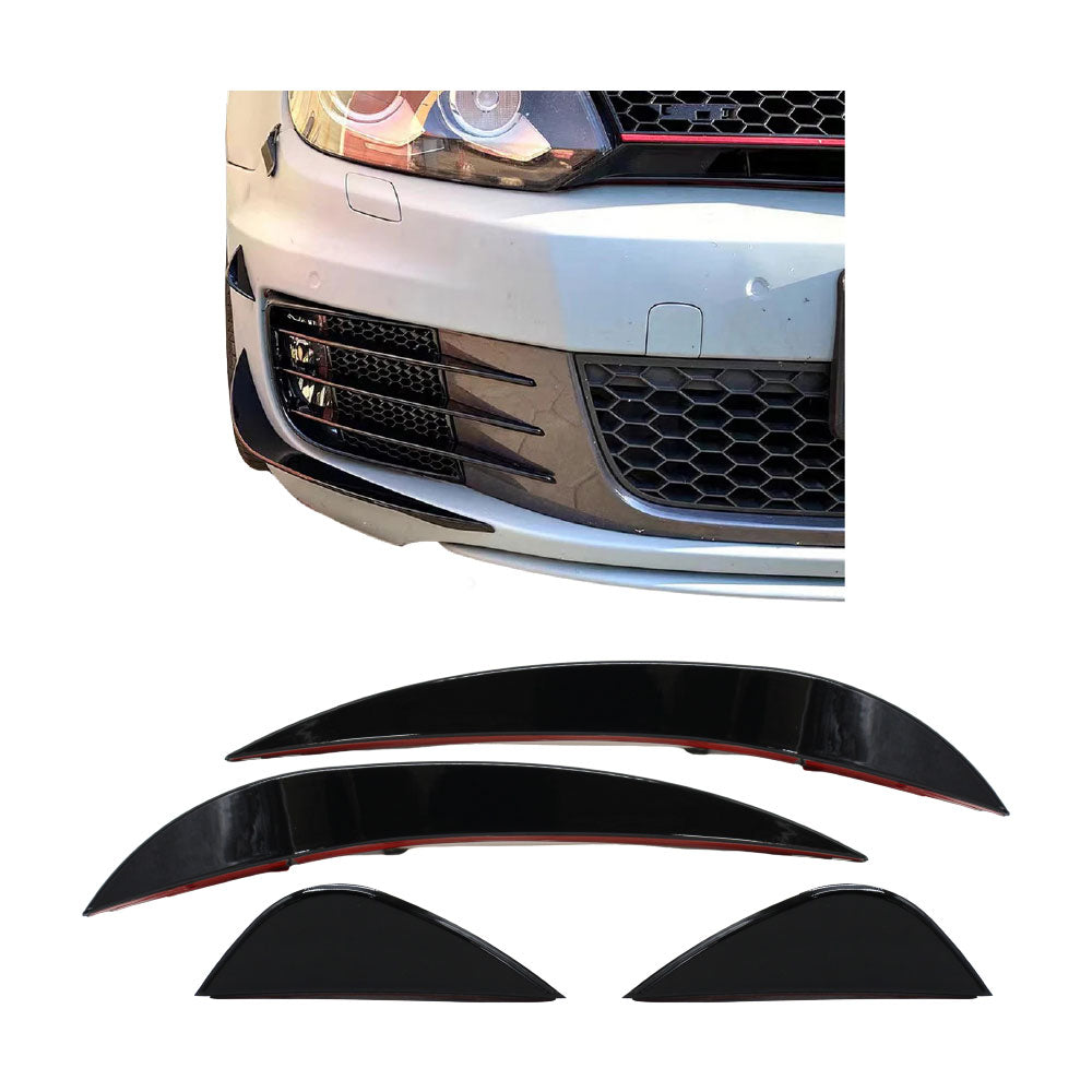 GOLF 6 GTI FRONT CANARDS 4 PIECE - GLOSS BLACK
