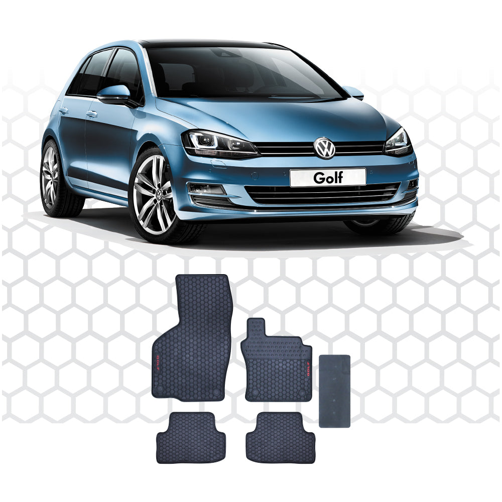 GOLF 7/7.5/8 HONEYCOMBE LATEX FITTED MATS RED GOLF LETTERING - 5 PIECE SET