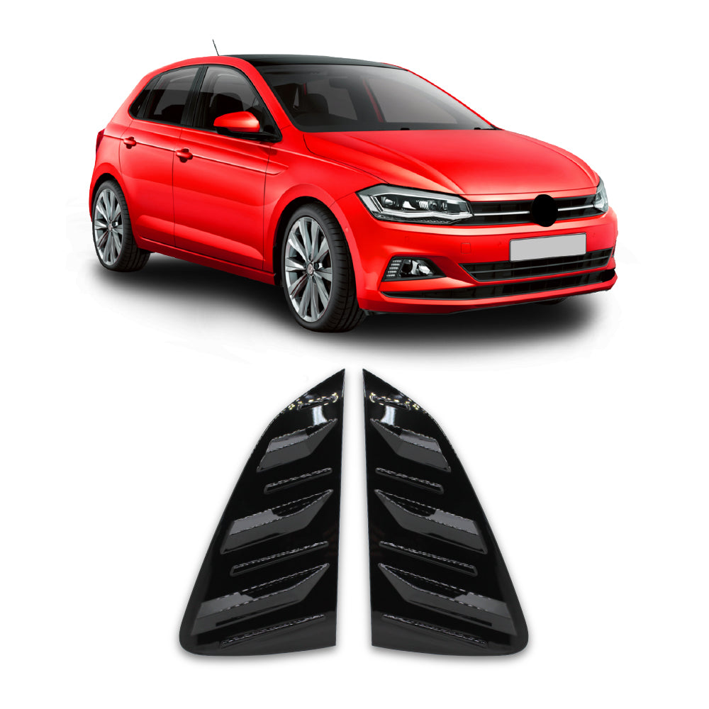 POLO 8/9 2018-2025 QUARTER GLASS WINDOW LOUVERS - GLOSS BLACK