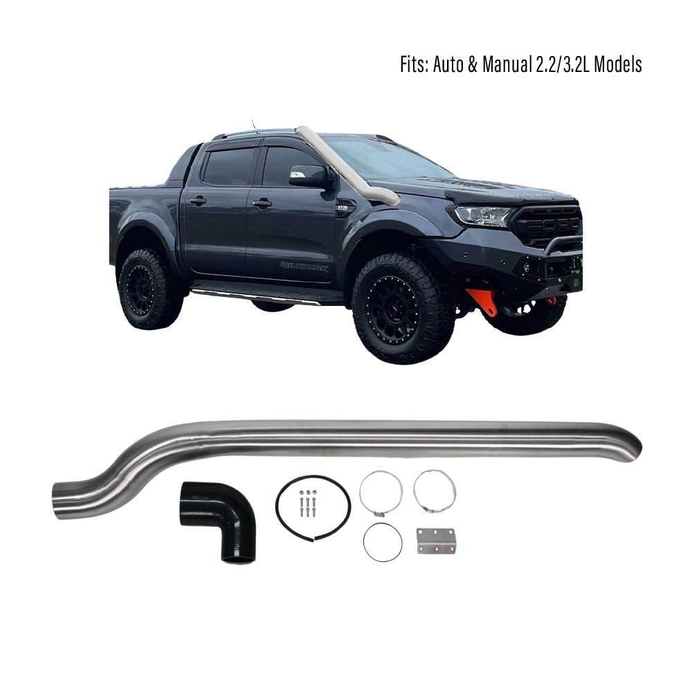 SUITABLE TO FIT RANGER 2012-2022 STEEL SNORKEL KIT SILVER