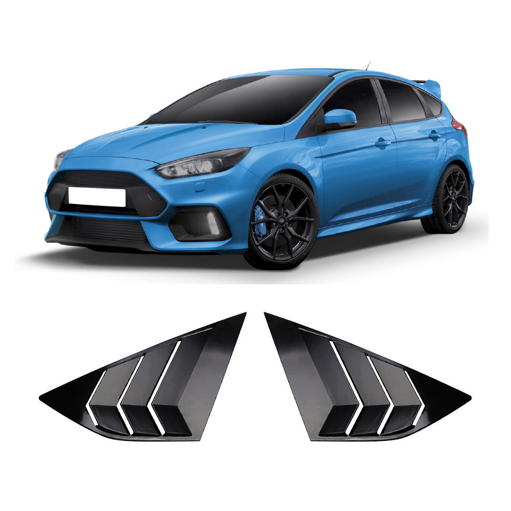 SUITABLE TO FIT FOCUS 2012-2018 WINDOW LOUVERS GLOSS BLACK