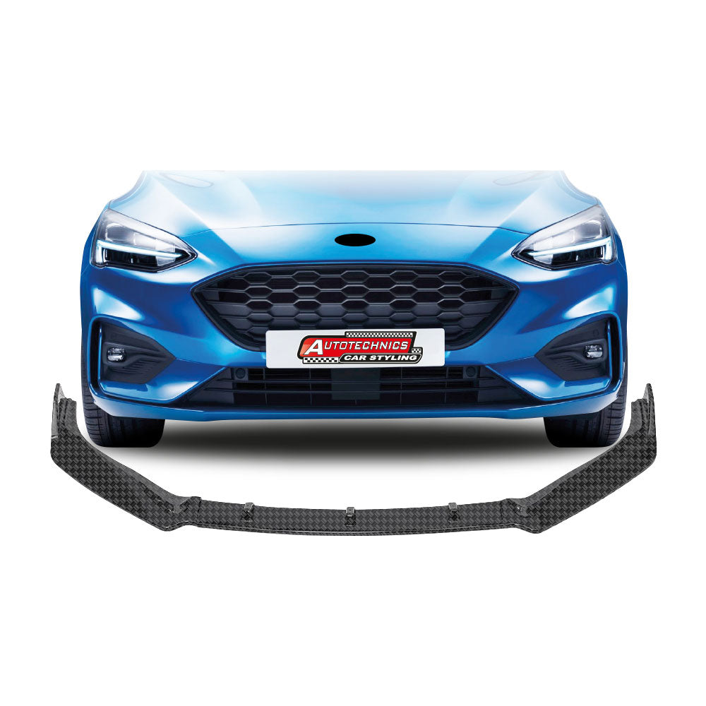 SUITABLE TO FIT FORD FOCUS 2019+ 3 PIECE FRONT LIP SPOILER CARBON LOOK