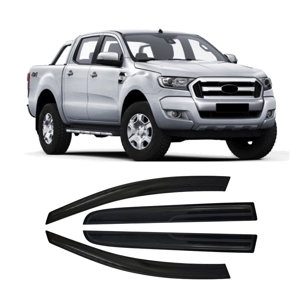 SUITABLE TO FIT RANGER 2012+ DOUBLE CAB T6 & T7 INJECTION BLACK WINDSHIELDS 4PC