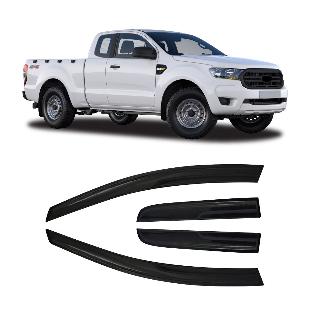 SUITABLE TO FIT RANGER 2012-2022 CLUB CAB 2.5 DOOR INJECTION BLACK WINDSHIELDS 4PC