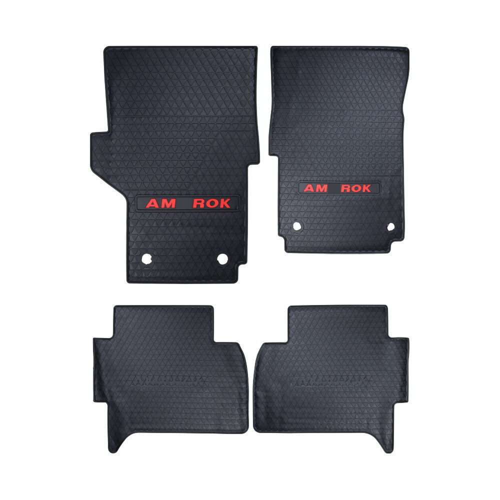 AMAROK (2H) 2010-2022 LATEX FITTED MATS RED LETTERING 5 PIECE SET