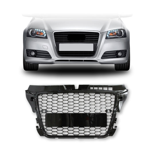 AUDI A3 2008+ 8P DEBADGED RS GRILL GLOSS BLACK