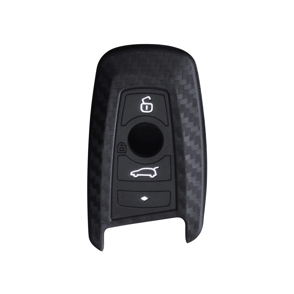 SUITABLE TO FIT BMW F30 3 BUTTON SILICONE KEY FOB CASE CARBON LOOK