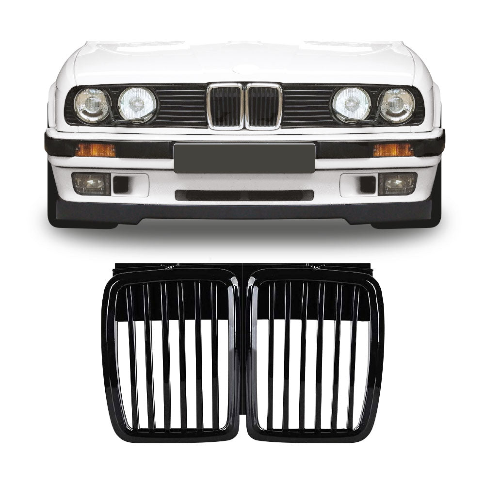 SUITABLE TO FIT BMW E30 M4 STYLE GRILLS GLOSS BLACK