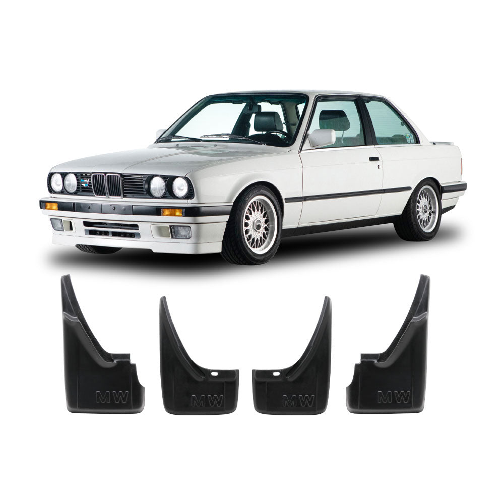 SUITABLE TO FIT BMW E30 PLASTIC BUMPER MUDFLAPS 4 PIECE SET