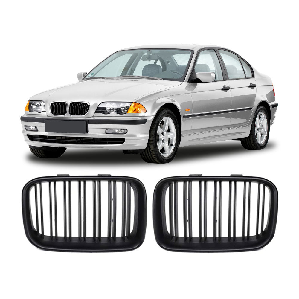 SUITABLE TO FIT BMW E46 MK1 4 DOOR M4 GRILLS GLOSS BLACK