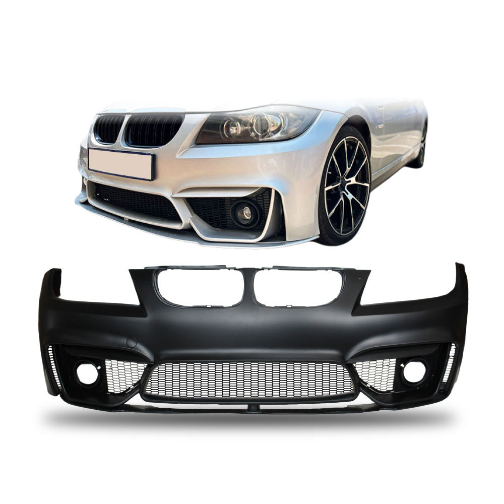 SUITABLE TO FIT BMW E90 2009+ FACELIFT M4 STYLE PLASTIC FRONT BUMPER WITH MESH GRILLS & LIP