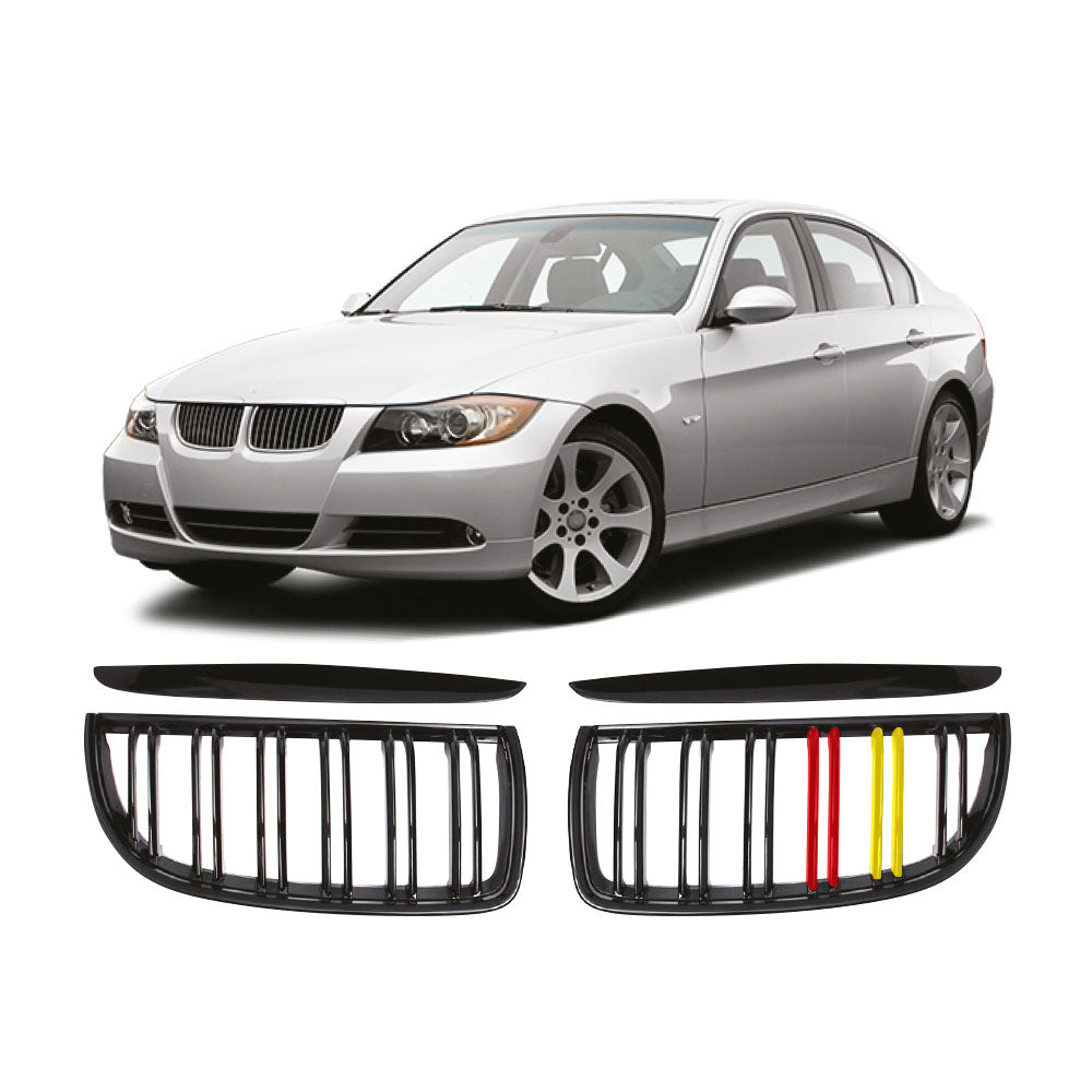 SUITABLE TO FIT BMW E90 PRE LCI M4 STYLE KIDNEY GRILLS GERMAN COLORS