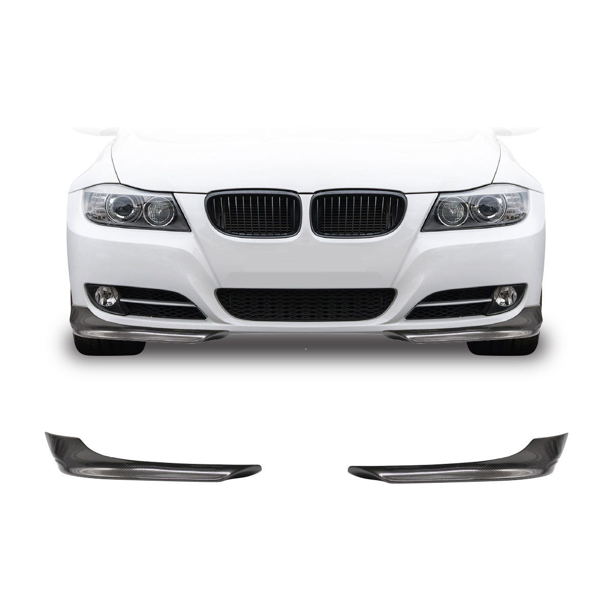 SUITABLE TO FIT BMW E90 LCI M-TEK PURE CARBON FIBER FRONT SPLITTERS