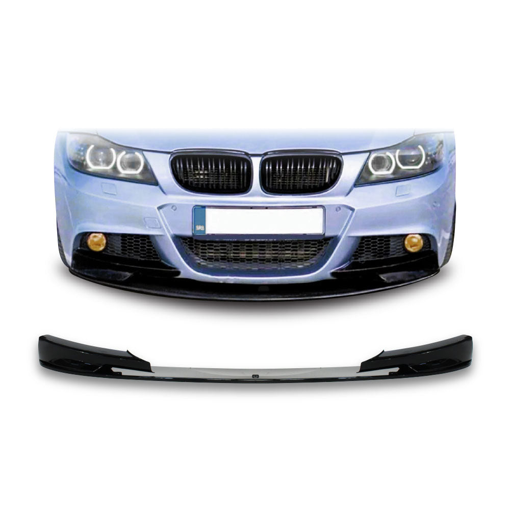 SUITABLE TO FIT BMW E90 FACELIFT LCI M PERFORMANCE SPORT FRONT LIP 4 PIECE GLOSS BLACK
