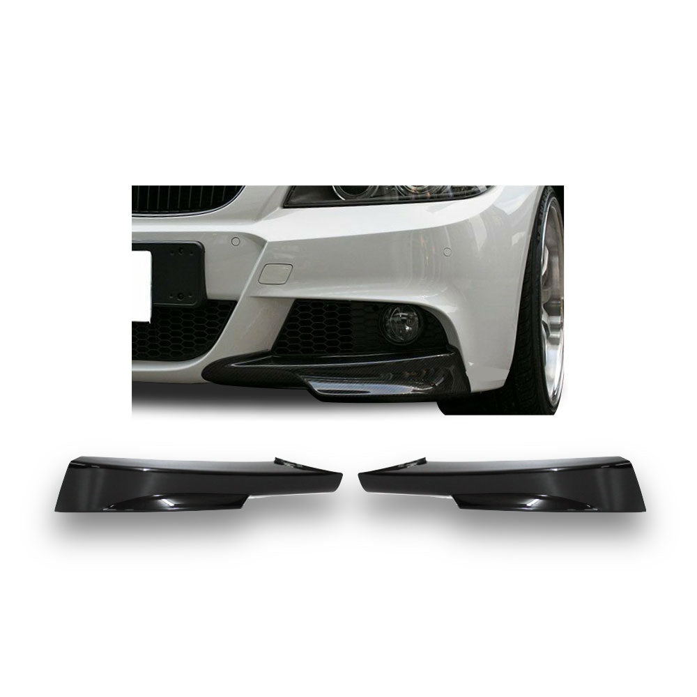 SUITABLE TO FIT BMW E90 2009+ FACELIFT LCI M SPORT FRONT BUMPER SPLITTERS GLOSS BLACK
