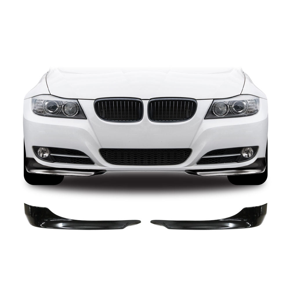 SUITABLE TO FIT BMW E90 FACELIFT LCI NON M SPORT FRONT BUMPER SPLITTERS GLOSS BLACK