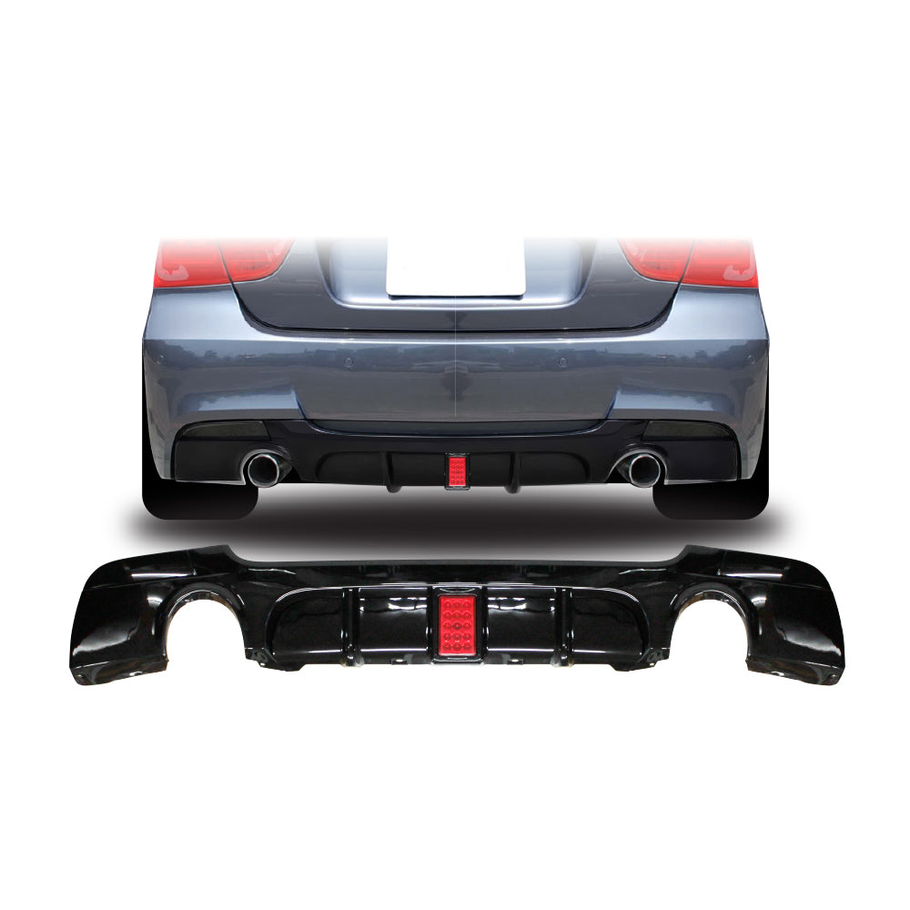 SUITABLE TO FIT BMW E90 LED DIFFUSER DOUBLE OUTLET SINGLE PIPE GLOSS BLACK