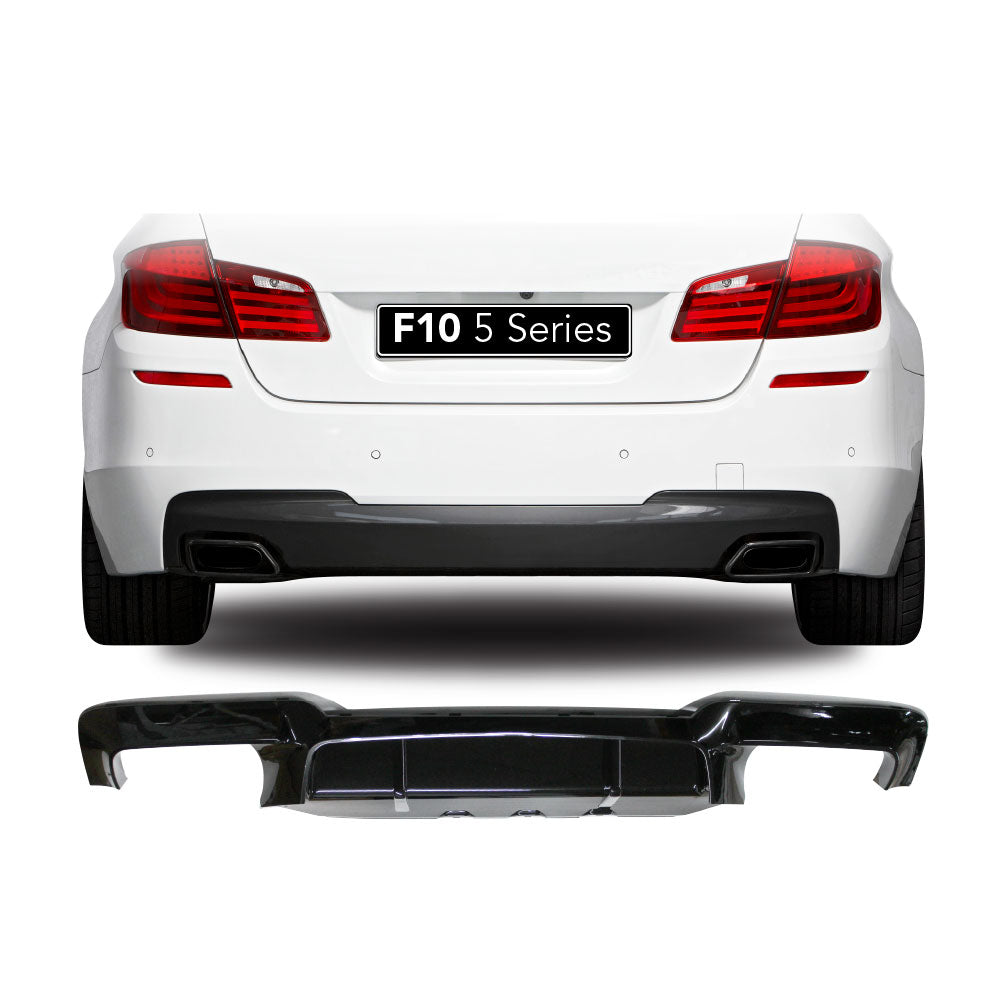 SUITABLE TO FIT BMW F10 M PERFORMANCE BIG DIFFUSER DOUBLE PIPE DOUBLE OUTLET GLOSS BLACK