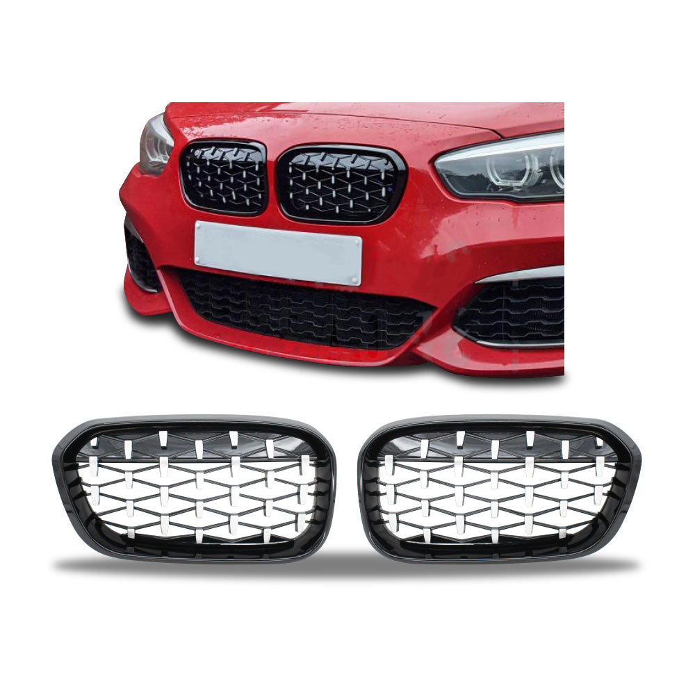 SUITABLE TO FIT BMW F20 2015-2017 FACELIFT DIAMOND GRILL CHROME & BLACK