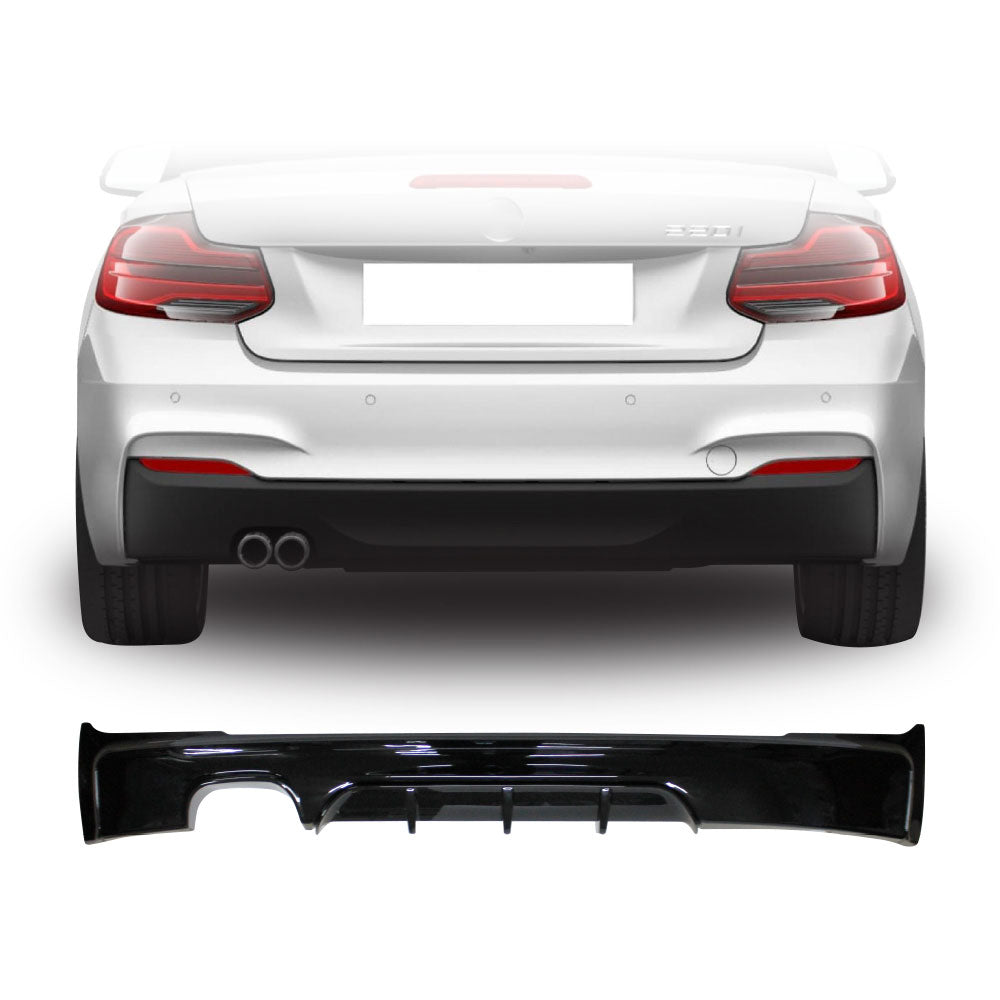 SUITABLE TO FIT BMW F22 220i DIFFUSER DOUBLE PIPE SINGLE OUTLET GLOSS BLACK